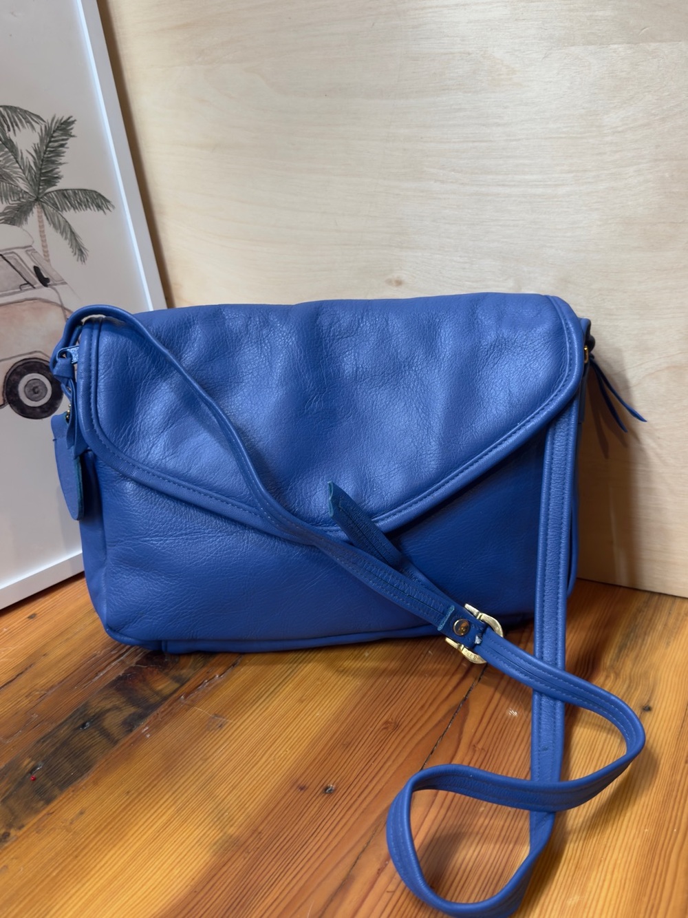 Glorious genuine Leather soft Blue Leather Crossbody Bag - Women's Shoulder Bag